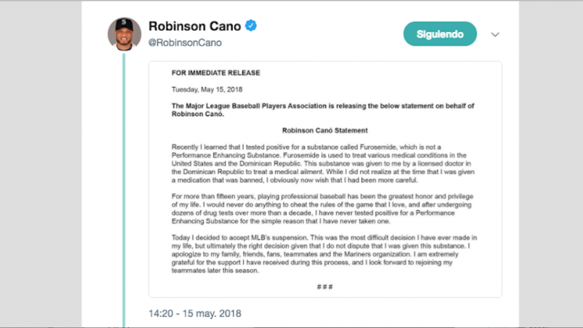 MLB suspende 80 juegos a Robinson Cano por dopaje