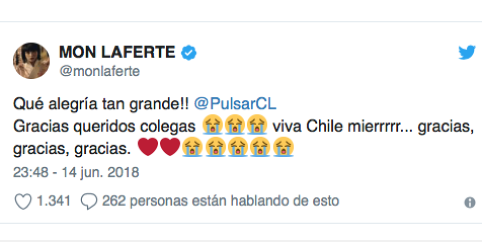 Mon Laferte se lleva premios Pulsar sin asistir a recogerlos