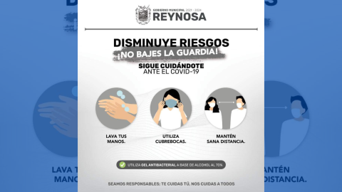Exhorta Gobierno de Reynosa a cuidar salud ante COVID-19 