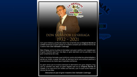 Fallece Salvador Lizárraga, líder de La Original Banda el Limón