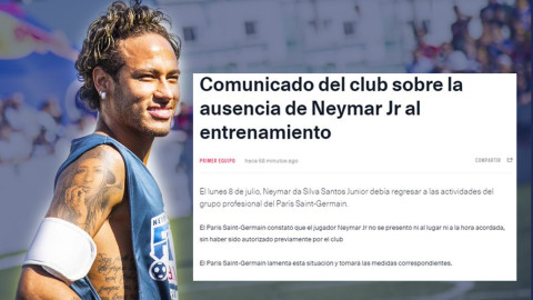 PSG anuncia medidas contra Neymar por no ir a los entrenamientos