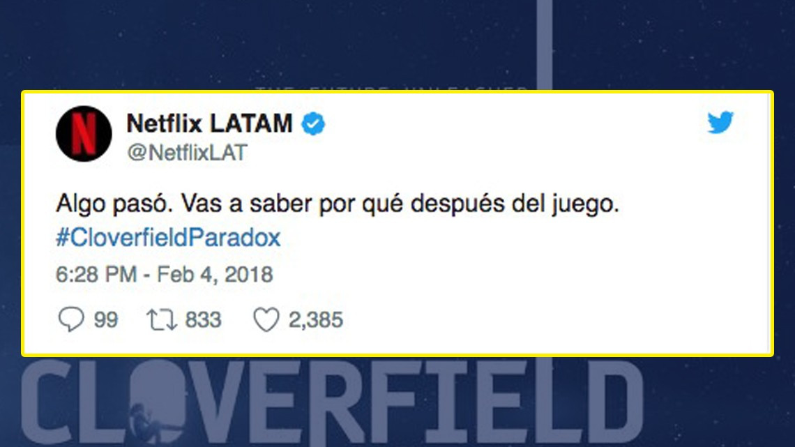 Netflix estrenará Cloverfield Paradox al finalizar el Super Bowl