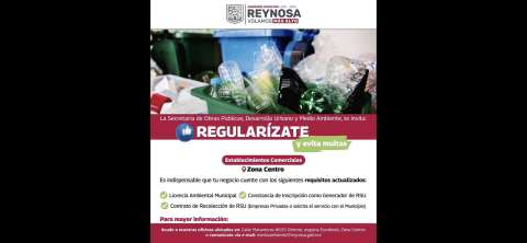 Exhorta Municipio de Reynosa a comerciantes cumplir con normas ambientales