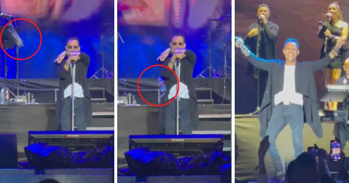 Recibe botellazo Marc Anthony en pleno concierto en Colombia