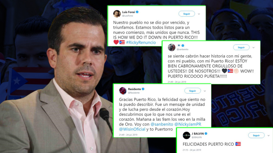 Famosos celebran la renuncia de Ricardo Rosselló