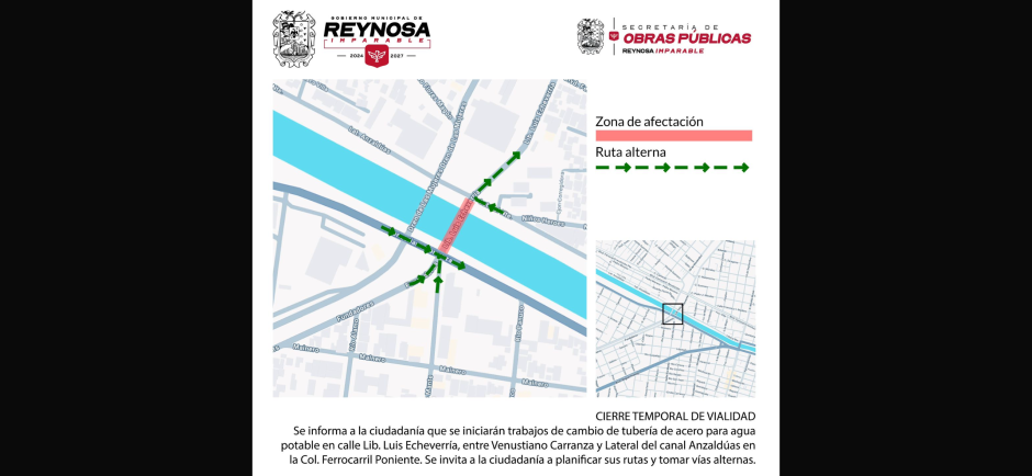 Permanece cerrado cruce por obra hidráulica en colonia Ferrocarril