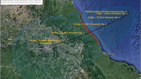 Huracán Katia pone en alerta preventiva al sur de Tamaulipas
