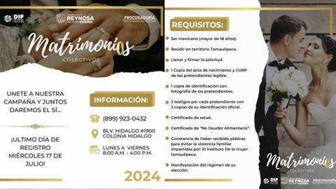 Último Día para Registrarse en la Campaña del DIF Matrimonios Colectivos 2024 