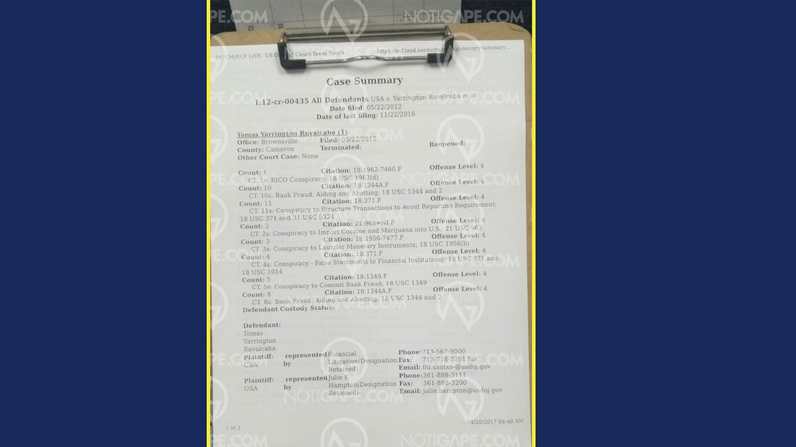 Filtran documentos de la corte de Brownsville con cargos desde hace seis años contra Yarrington y Fernando Cano