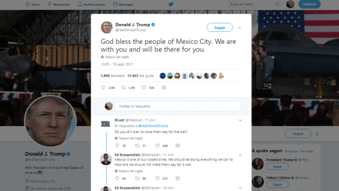 Donald Trump manda mensaje a México por sismo